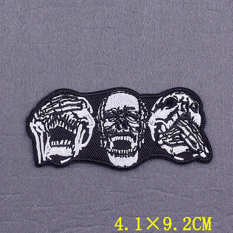 Hippie Patches For Clothing Thermoadhesive Patches DIY Funk Embroidered Patches on Clothes Skull Badges Applique Accessory Decor