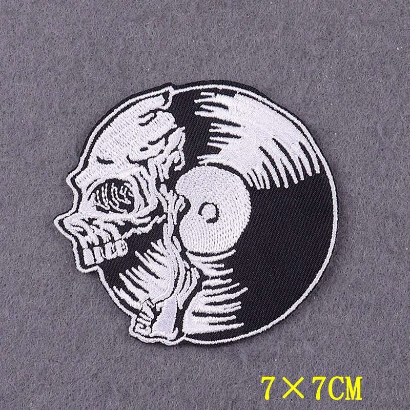 Hippie Patches For Clothing Thermoadhesive Patches DIY Funk Embroidered Patches on Clothes Skull Badges Applique Accessory Decor