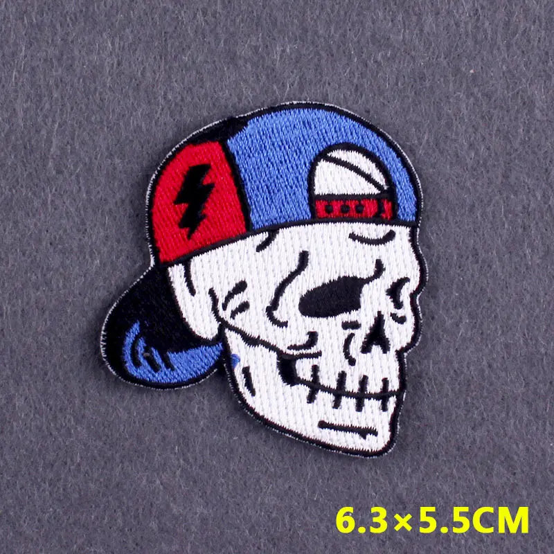 Hippie Patches For Clothing Thermoadhesive Patches DIY Funk Embroidered Patches on Clothes Skull Badges Applique Accessory Decor