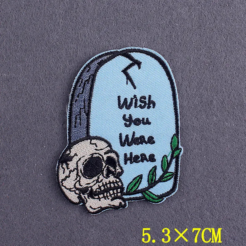 Hippie Patches For Clothing Thermoadhesive Patches DIY Funk Embroidered Patches on Clothes Skull Badges Applique Accessory Decor