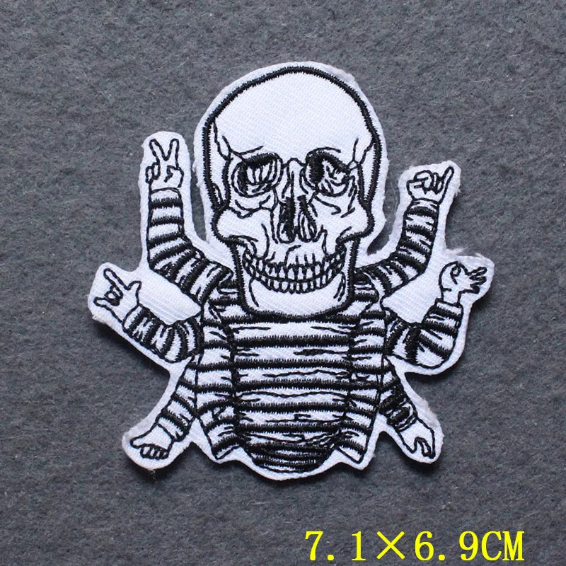 Hippie Patches For Clothing Thermoadhesive Patches DIY Funk Embroidered Patches on Clothes Skull Badges Applique Accessory Decor