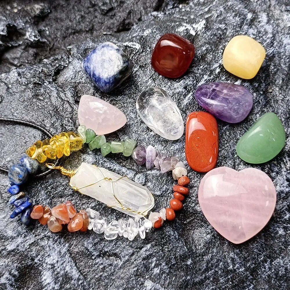 11/14pcs Natural Stone Healing Crystal Jewelry DIY Gift Box Set, Healing Crystal, Seven Chakra, and Balance The Human Body.