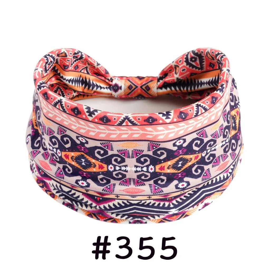 Boho Headbands for Women Knotted Wide Headwrap Turban Yoga Workout Head Bands Stretch Hiarbands Cotton Bandana Hair Accessories