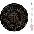 Pendulum Board Set Wooden Dowsing Divination Board with Rose Quartz Pendulum Set