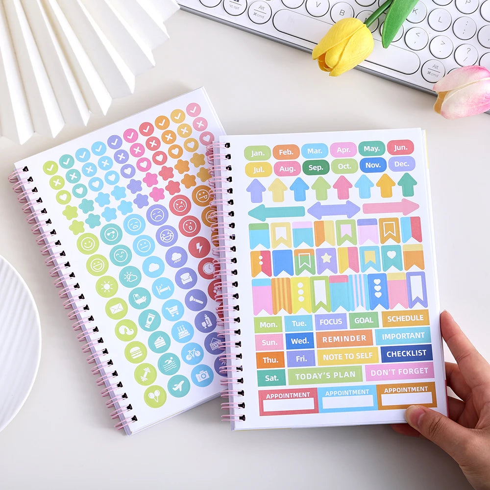 Undated Self-Care Journal 100 Pages with 2 Stickers Cute Colorful Interior for Students Teachers 5-Minute Daily Happiness Guide