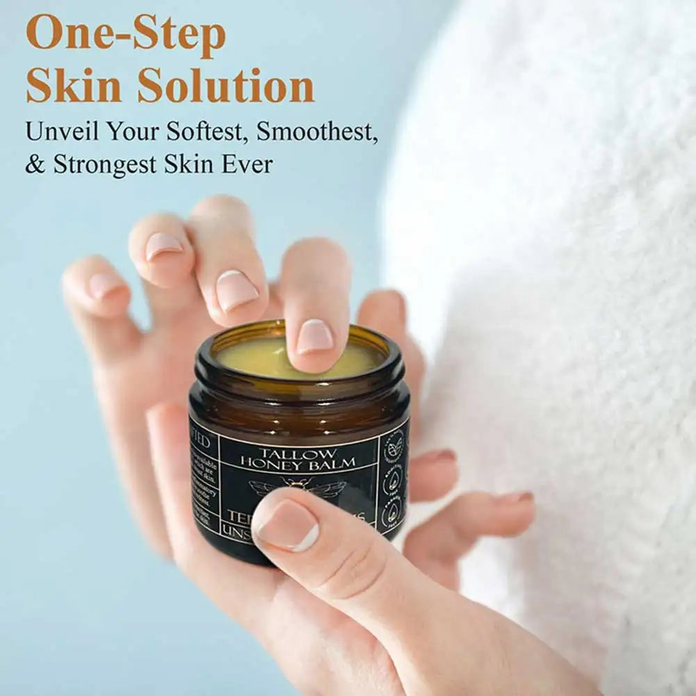 Organic Grass Fed Beef Tallow Balm With Raw Honey Moisturizing Cream For Soft Smooth Skin Handmade All-Natural Moisturizer Skin